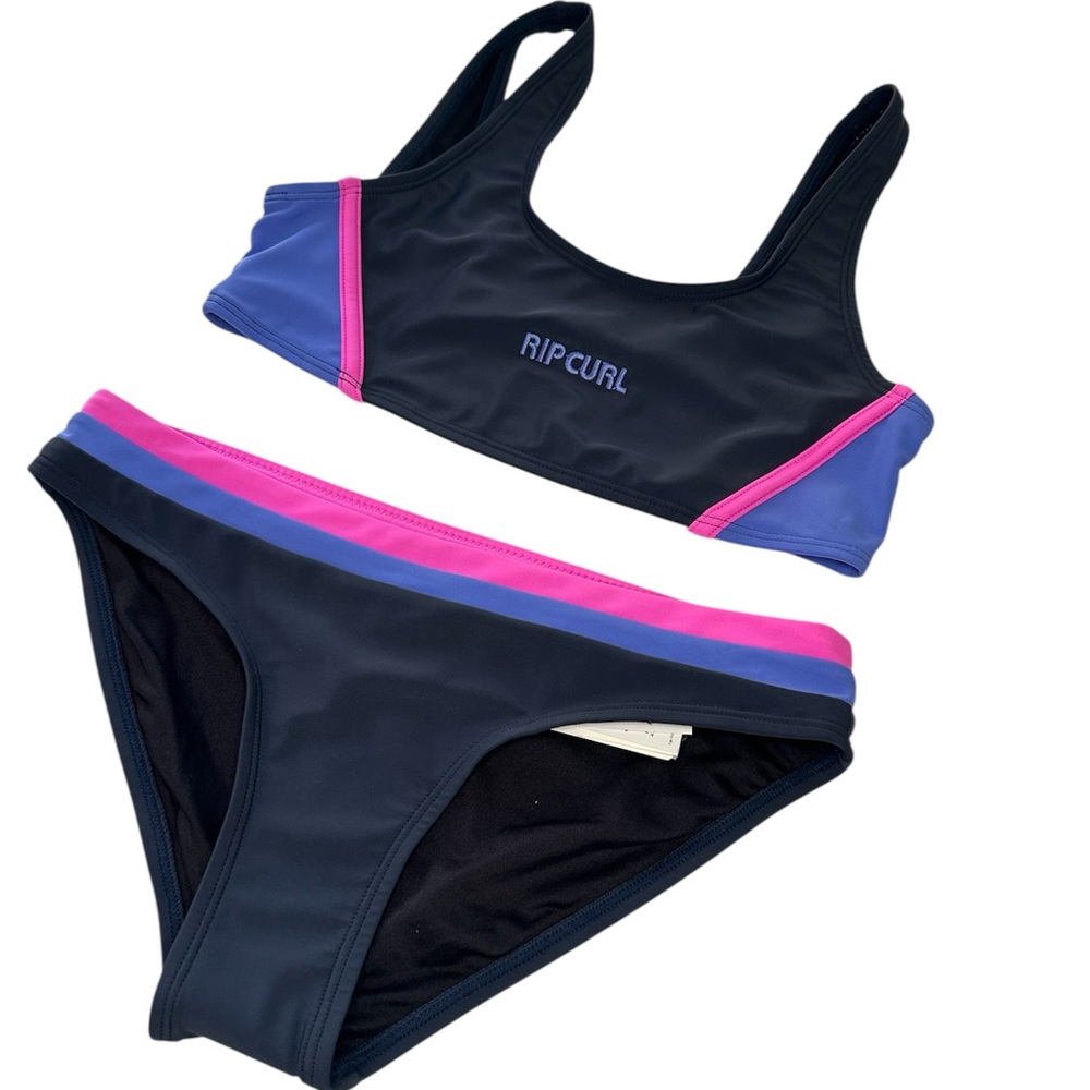 Rip Curl Surf Rival Bikini Navy Pink NWT Girls Size 12